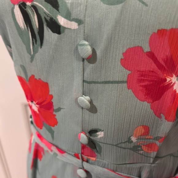 Calvin Klein Long Sleeve Dress - Red and Green Floral - Picture 5 of 5